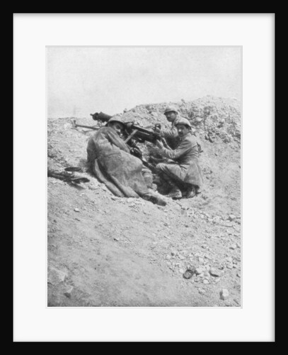 German machine-gun being used against the enemy, Verdun, France by Anonymous