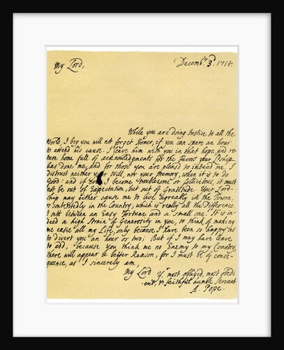 Letter from Alexander Pope to Charles Montagu, 3rd December 1714 by Alexander Pope