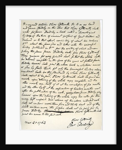 Agreement by Oliver Goldsmith to write for James Dodsley by Oliver Goldsmith
