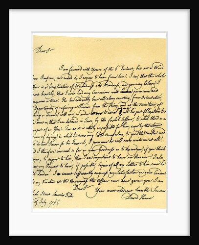 Letter from David Hume to Richard Davenport, 8th July 1766 by David Hume