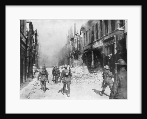 A British army patrol, Cambrai, France, First World War by Anonymous