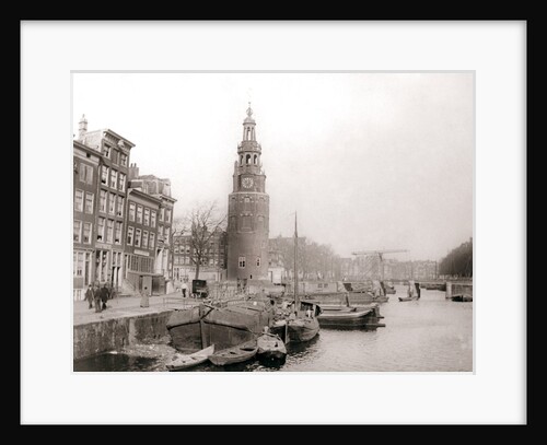 Barges on the canal in front of the Montelbaanstoren, Amsterdam by James Batkin