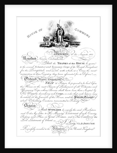 House of Commons resolution conveying thanks to the Volunteer Yeomanry Corps by Anonymous