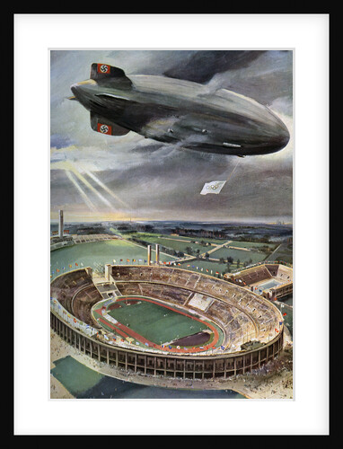 'Hindenburg' zeppelin above the Olympic Stadium, Berlin by Anonymous