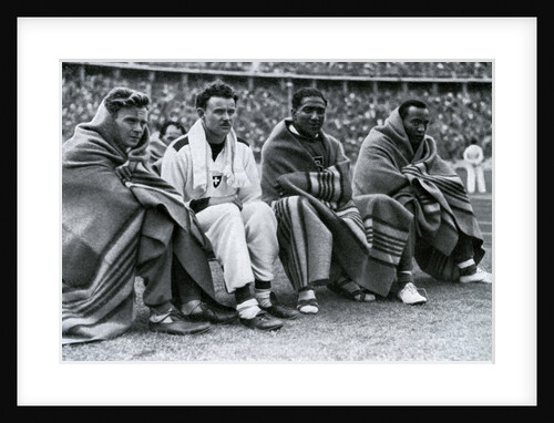 Athletes Frank Wykoff, Paul Hanni, Ralph Metcalfe and Jesse Owens, Berlin Olympics by Anonymous