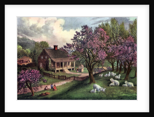 American Homestead in Spring by Currier and Ives