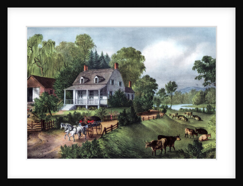 American Homestead in Summer by Currier and Ives