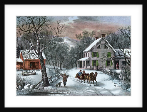 American Homestead in Winter by Currier and Ives