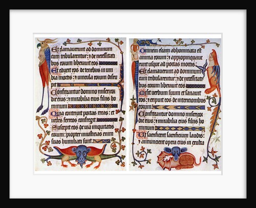 Page of illustrated text from the Luttrell Psalter, c1300-c1340, (c1900-1920) by Anonymous
