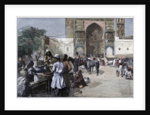 An open-air restaurant at Lahore, India by Edwin Lord Weeks