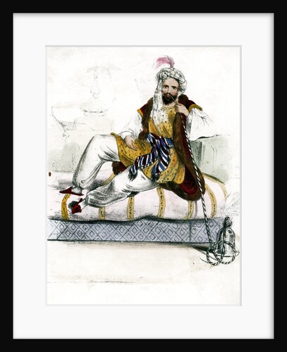 Turkish man smoking a hookah by Anonymous