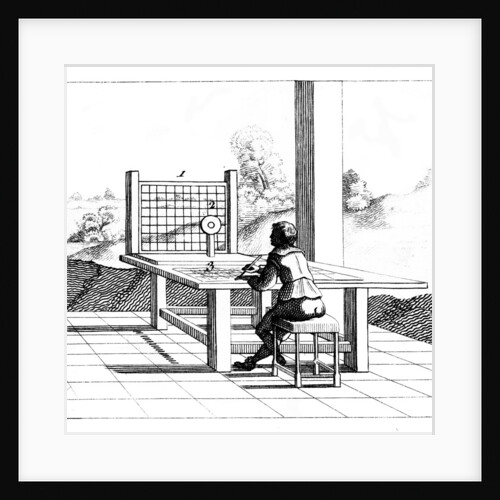 Figure practising perspective drawing by Anonymous