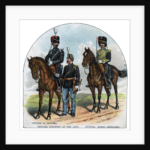 Officer of Hussars, Officer, infantry of the Line, Gunner, horse artillery by Anonymous