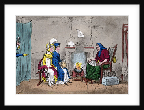 Tom and Jerry, catching Kate and Sue on the fly, having their fortunes told by Isaac Robert Cruikshank