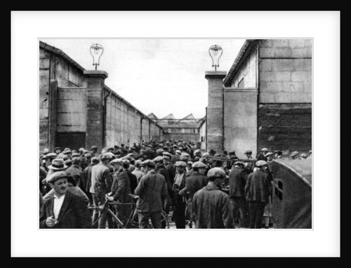 Workers at the entrance of a Billancourt factory, Paris by Ernest Flammarion