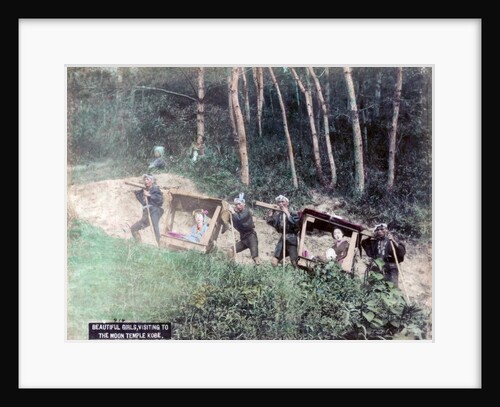 Women in palanquins visiting the Mayasan (Moon Temple), Kobe, Japan by Anonymous