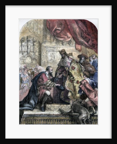 Reception of Columbus by Ferdinand and Isabella, Barcelona by Eugene Deveria