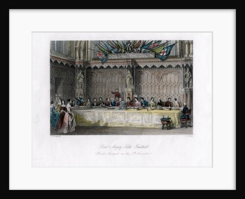 The Lord Mayor's table, grand banquet, Guildhall, City of London by J Shury