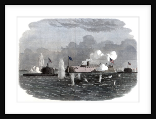 The iron-clad frigate, new ironsides, and two Ericsson batteries going into action at Charleston by Anonymous