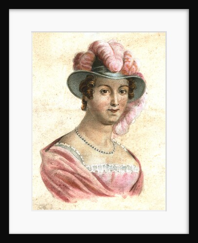 Portrait of a woman in a feathered hat by Anonymous