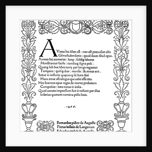 Title page of Kalendarium by Regiomontanus by Anonymous