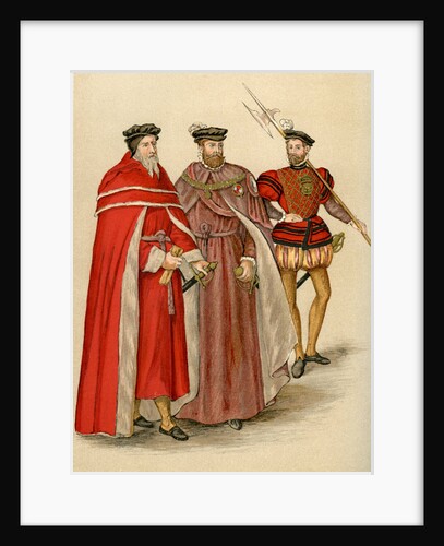 Two peers in their robes, and a halberdier by Anonymous