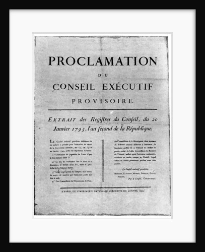 Proclamation of the order for the execution of Louis XVI of France by Anonymous