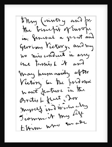 Part of a letter written by Nelson just before the Battle of Trafalgar by Anonymous