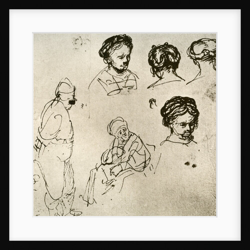 A page of sketches by Rembrandt Harmensz van Rijn