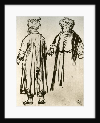 Two Turks Walking by Rembrandt Harmensz van Rijn