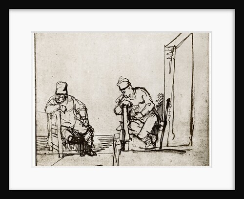 Two Men Seated at a Doorway by Rembrandt Harmensz van Rijn