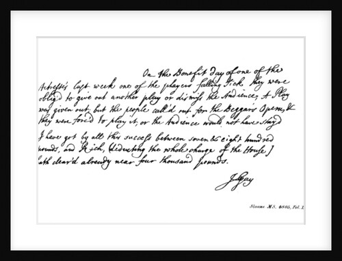 Part of a letter from John Gay to Dean Swift by John Gay