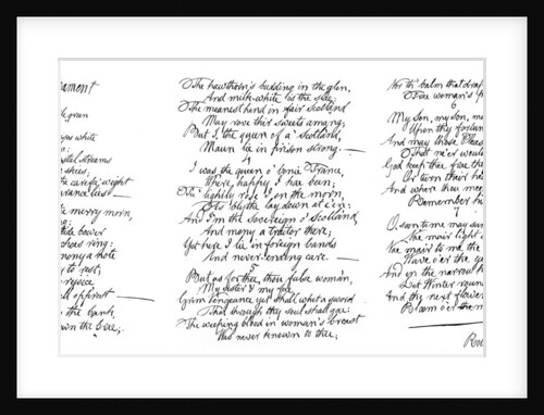 Queen Mary's Lament, poem in the handwriting of Robert Burns by Robert Burns
