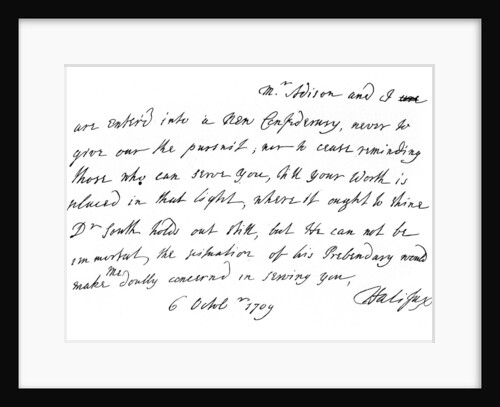 Extract of a letter from Lord Halifax to Dean Swift, with promises of promotion by Charles Montague