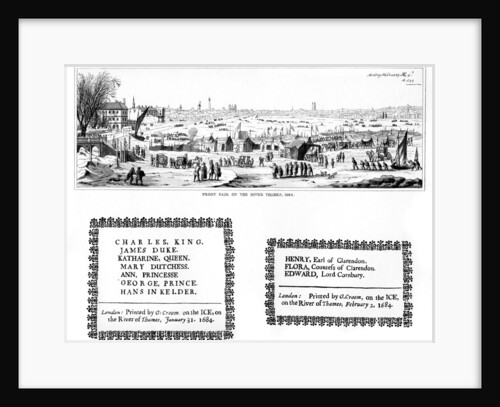 Frost fair on the River Thames, and specimens of printing, February 1684 by Thomas Wyck