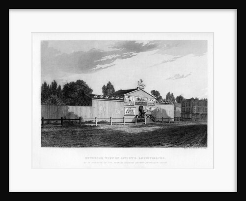 Exterior view of Astley's Amphitheatre in London as it appeared in 1777 by William Capon