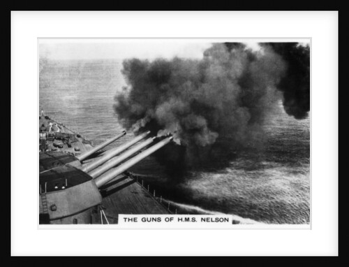 The guns of the battleship HMS Nelson firing by Anonymous