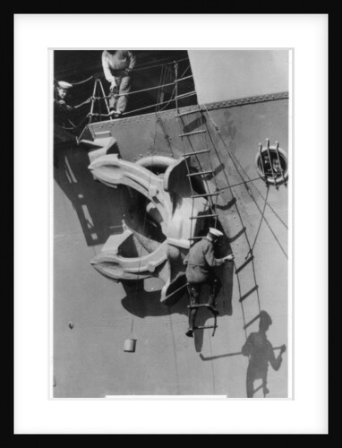 Painting the anchor of the aircraft carrier HMS Courageous by Anonymous