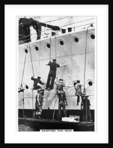 Painting the hull of a ship by Anonymous