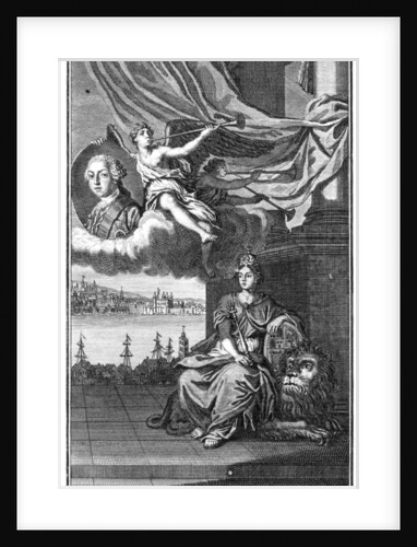 Proud of her George III; Britannia rears her chearful head, and leads the golden years by Anonymous