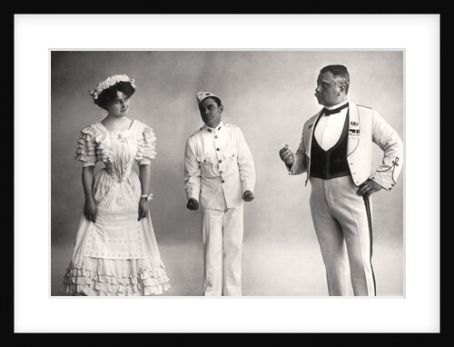 Florence Jameson, Reginald Switz and Alfred clarke in a scene from The Blue Moon by Foulsham and Banfield