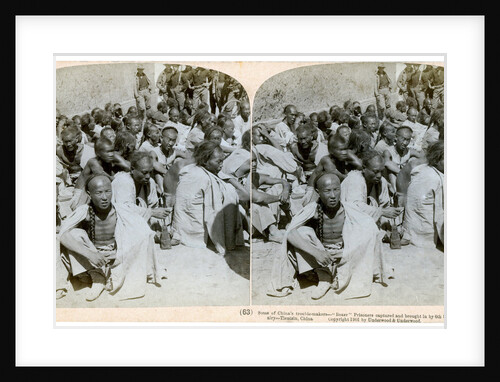 Boxer prisoners captured and brought in by the US 6th Cavalry, Tientsin, China by Underwood & Underwood