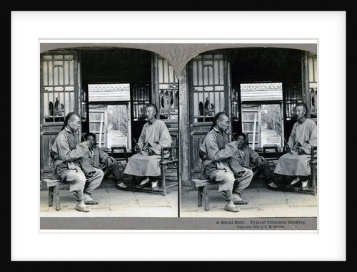A social hour, a typical Chinaman smoking, China by CH Graves