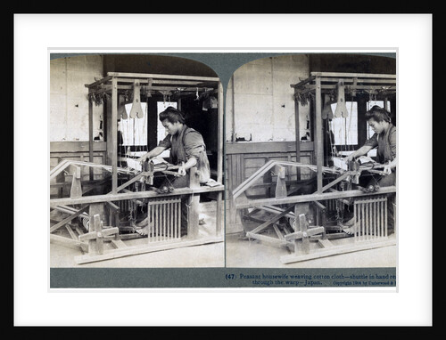 Peasant housewife weaving cotton cloth, Japan by Underwood & Underwood