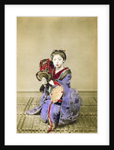 Geisha playing the tsuzumi, Japan by Felice Beato