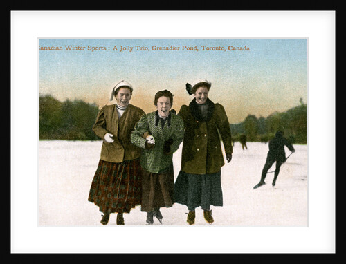 Canadian Winter Sports: A Jolly Trio, Grenadier Pond, Toronto, Canada by Valentine & Sons