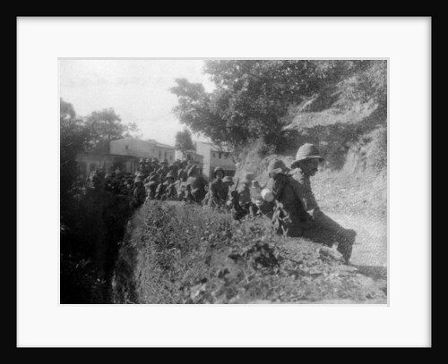 British soldiers resting on a route march, between kalsi and Chakrata, India by Anonymous