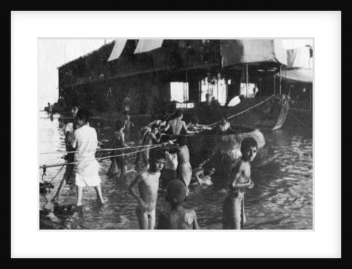 Two decker barge used to move British troops up the Tigris from Amarah to Baghdad by Anonymous