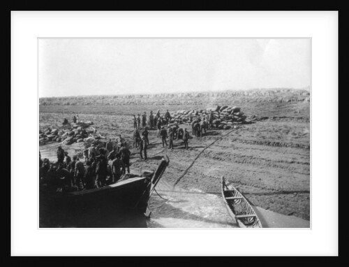 British troops unloading dates on the shore of the Tigris river by Anonymous