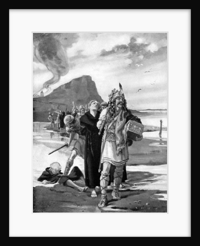 The plunder of Lindisfarne, Northumberland, 793 AD by Margaret Dovaston